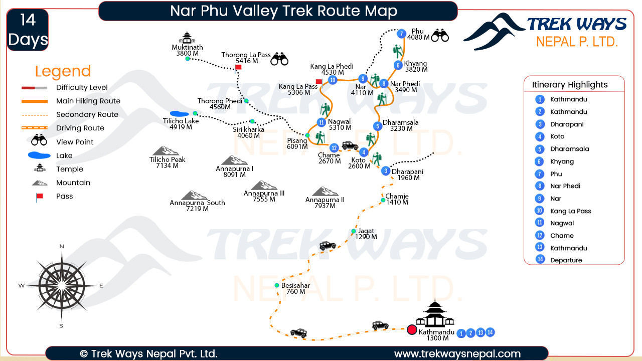 Nar Phu Valley Trek Map